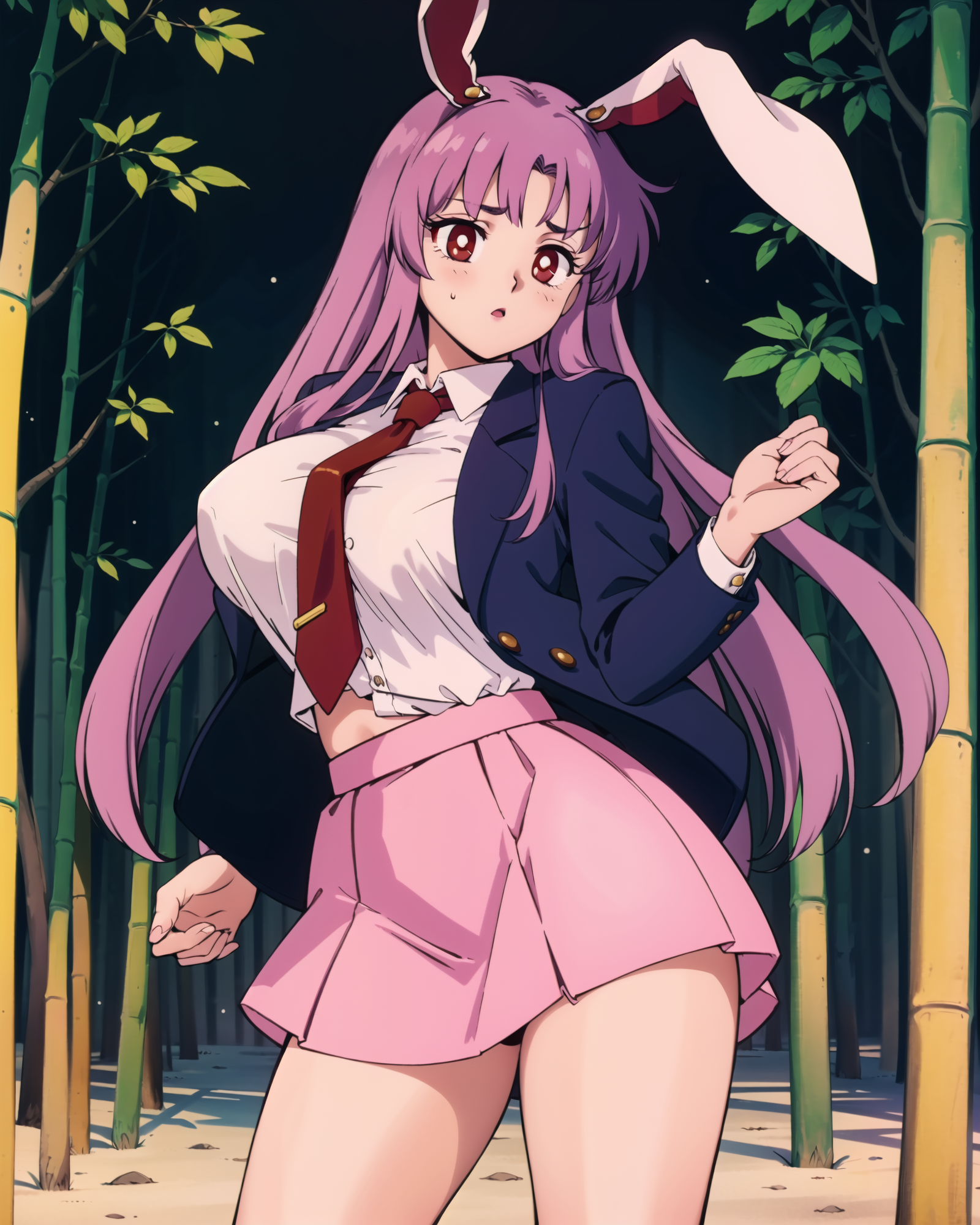 00739-633171861-1girl, reisen udongein inaba, purple hair, very long hair, rabbit ears, (red eyes_1.4), black jacket, (open jacket), necktie, (p.png